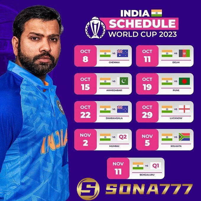 Cricket World Cup 2023 Schedule ： India